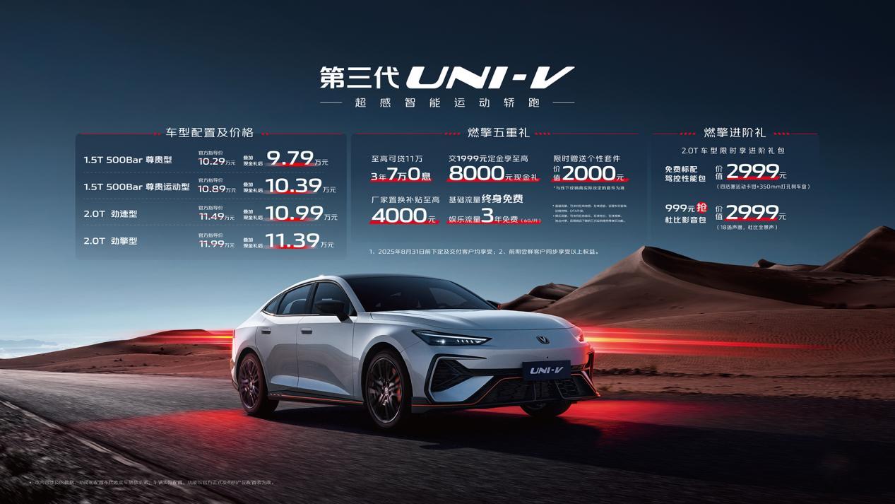 第三代UNI-V售价9.79万起,前脸大改,帅气不减!